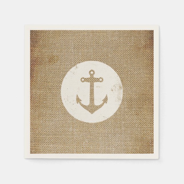 Rustikaler Vintage-Anker Serviette (Vorderseite)