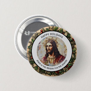 Rustikaler Vintage-Jesus ist der Grund für die Jah Button