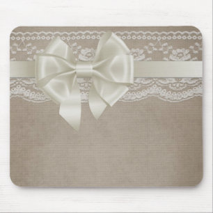 Rustikaler Vintage-Jutebeutel & Spitze Mousepad