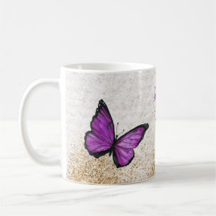 Rustikaler Vintage-Lila-Gold-Schmetterling   Kaffeetasse