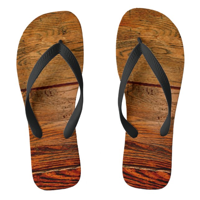 Rustikaler Vintager dunkler Holzkörner Flip Flops (Fußbett)