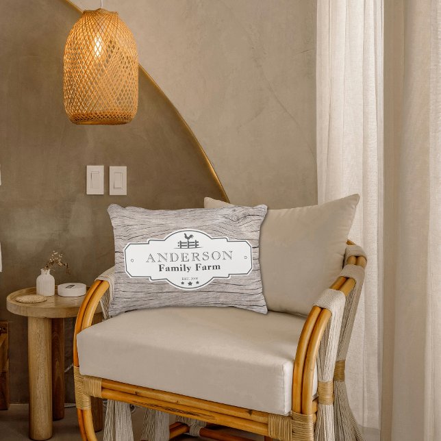 Rustikaler Vintager Grenzbaufläche Dekokissen (Rustic Vintage Label Border Family Farm Accent Pillow)