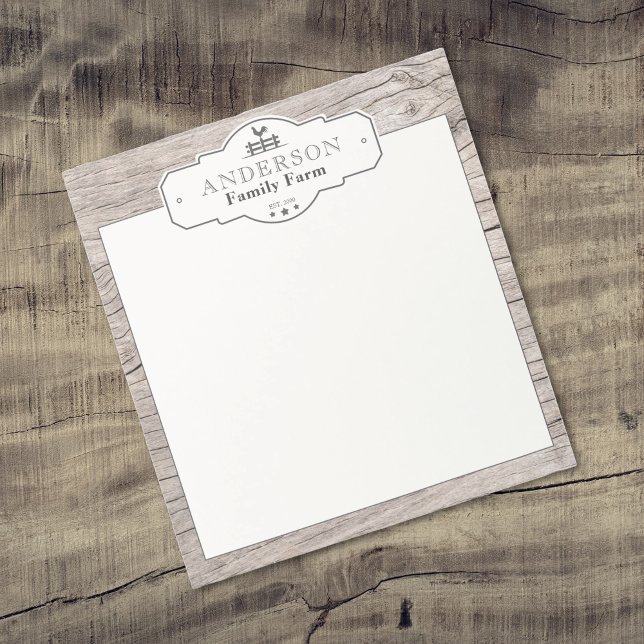 Rustikaler Vintager Grenzbaufläche Notizblock (Rustic Vintage Label Border Family Farm Notepad)