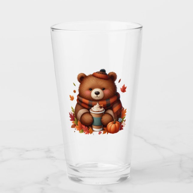 Rustikaler/Vintager Herbstbär Glas (Vorderseite)