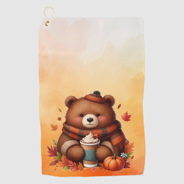 Rustikaler/Vintager Herbstbär Golfhandtuch (Vorderseite)