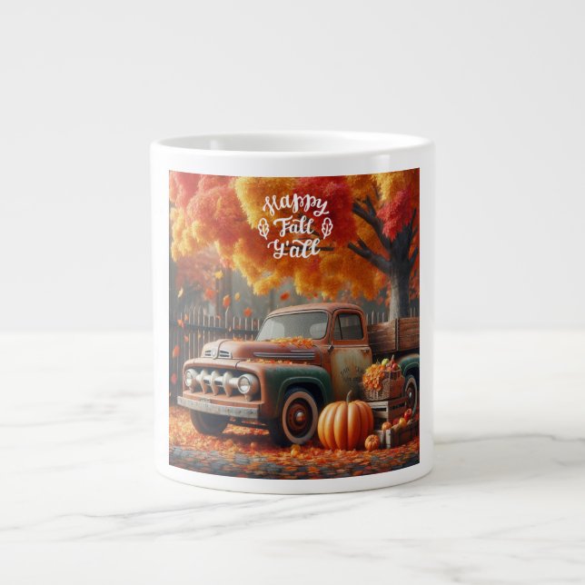 Rustikaler/Vintager Herbstwagen Jumbo-Tasse (Vorderseite)