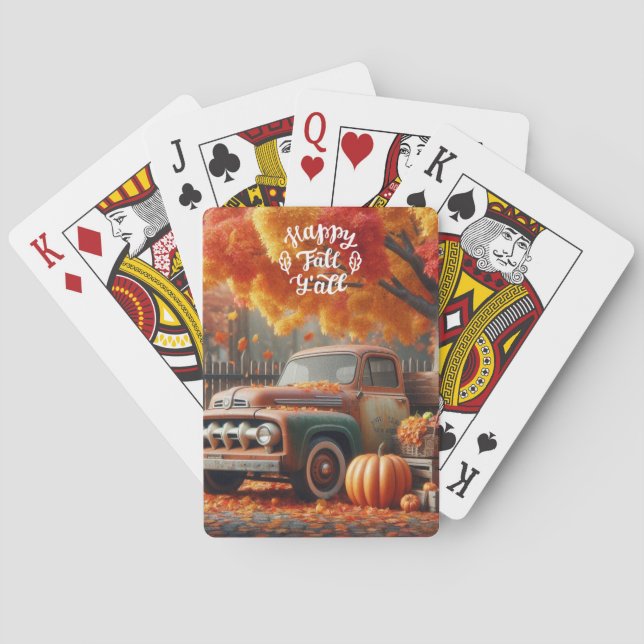 Rustikaler/Vintager Herbstwagen Spielkarten (Rückseite)