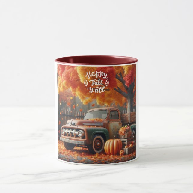 Rustikaler/Vintager Herbstwagen Tasse (Zentrum)