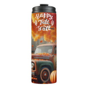 Rustikaler/Vintager Herbstwagen Thermosbecher