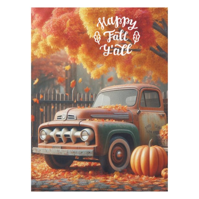 Rustikaler/Vintager Herbstwagen Tischdecke (Vorderseite)