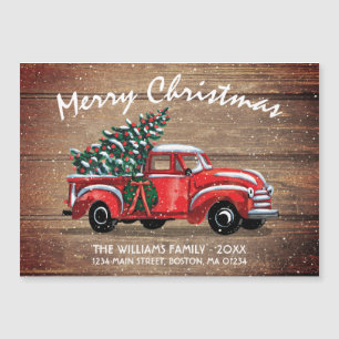 Rustikaler Vintager LKW Weihnachtsmagnet Magnetkarte