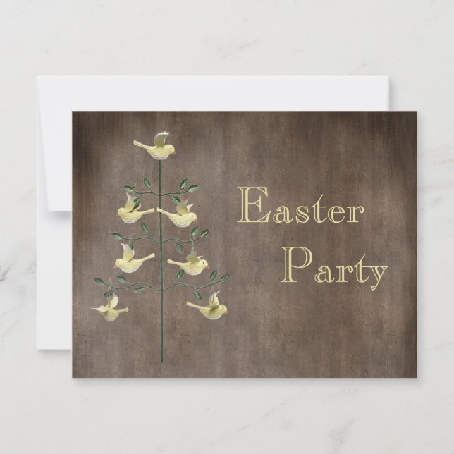 Rustikaler Vintager Ostern-Baum u. Einladung (Vorderseite)