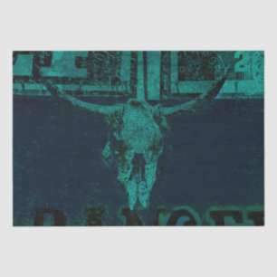 Rustikaler Vintager Western Bull Skull Dark Script Seidenpapier