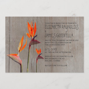 Rustikaler Vogel des Paradieses für Hochzeiten Einladung