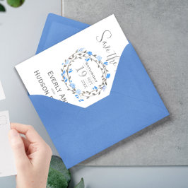 Rustikaler Wald Blue Peony Wreath Save the Date Einladung