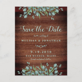 Rustikaler Wald Eukalyptus Greenery Save the Date Postkarte