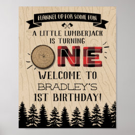 Rustikaler Wald Kariert Lumberjack Boys 1. Geburts Poster