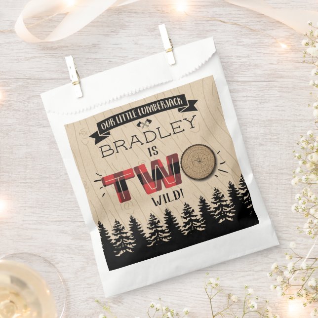 Rustikaler Wald Kariert Lumberjack Boys 2. Geburts Geschenktütchen (Ausgeschnitten)