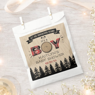 Rustikaler Wald Kariert Lumberjack Boys Babydusche Geschenktütchen