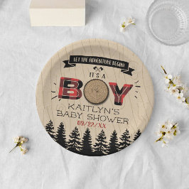 Rustikaler Wald Kariert Lumberjack Boys Babydusche Pappteller