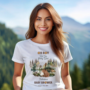 Rustikaler Wald Oh Boy Bearly Wait Baby Dusche T-Shirt