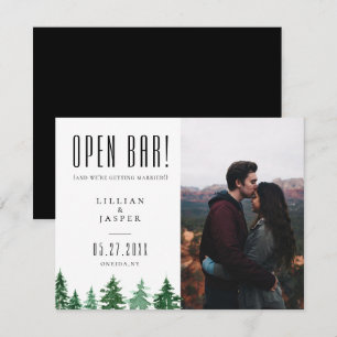 Rustikaler Wald OPEN BAR Save the Date Spaß Ankündigung