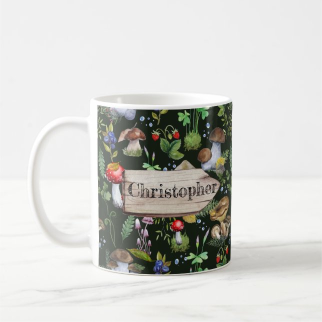 Rustikaler Wald Pilze Pflanze Berries Kaffeetasse (Links)
