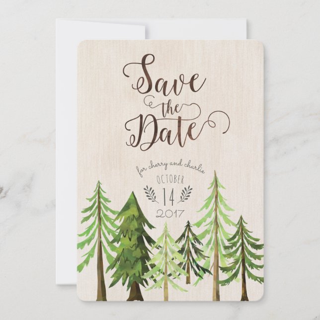 Rustikaler Wald rettet die Daten Save The Date (Vorderseite)