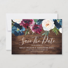 Rustikaler Wald Roter Wein Burgund Blume Hochzeit Save The Date
