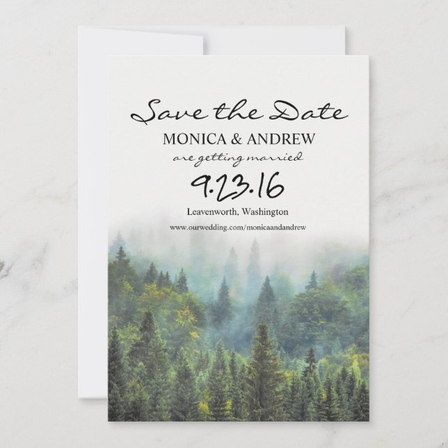 Rustikaler Wald Save the Date Einladung (Vorderseite)