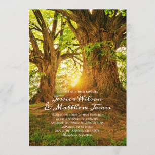 Rustikaler Wald Sommer Bäume Grünland Hochzeit Einladung