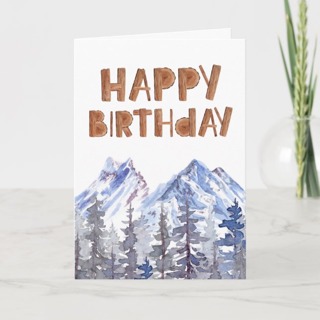 Rustikaler Wald Winterwald "Happy Birthday" Karte (Vorderseite)