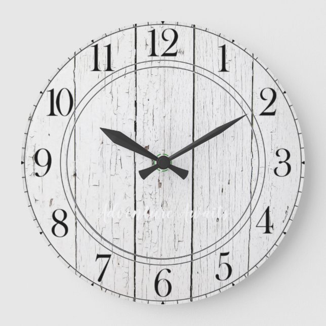 Rustikaler Waldbaum erschüttert Abenteuer aus Holz Große Wanduhr (Vorderseite)