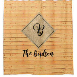 Rustikaler Waldbrand, Familienname Mit Monogramm Duschvorhang