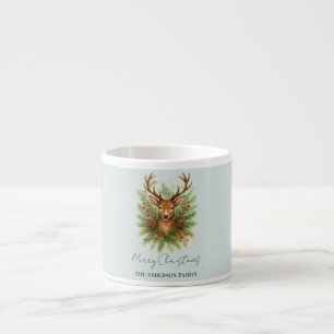 Rustikaler Waldhirschkopf mit Winterlaub - Espressotasse