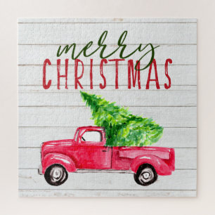 Rustikaler Waldroter LKW Weihnachtsbaum