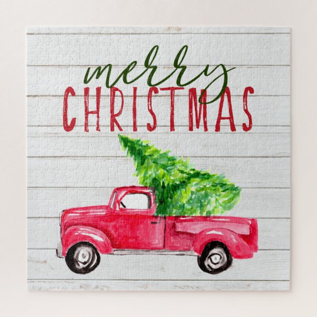 Rustikaler Waldroter LKW Weihnachtsbaum (Vertikal)