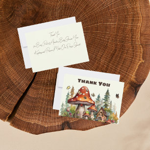 Rustikaler Waldwald Pilzsäulendusche Fall Dankeskarte