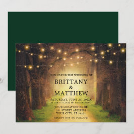 Rustikaler Waldweg-Schnüren Grün Einladung