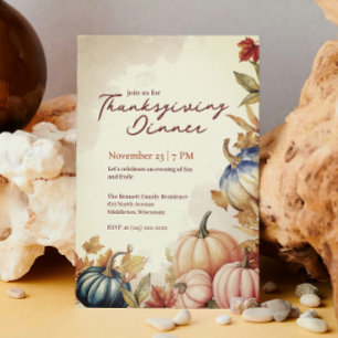 Rustikaler Wasserfarben Rosa Orange Pumpkin Ernted Einladung