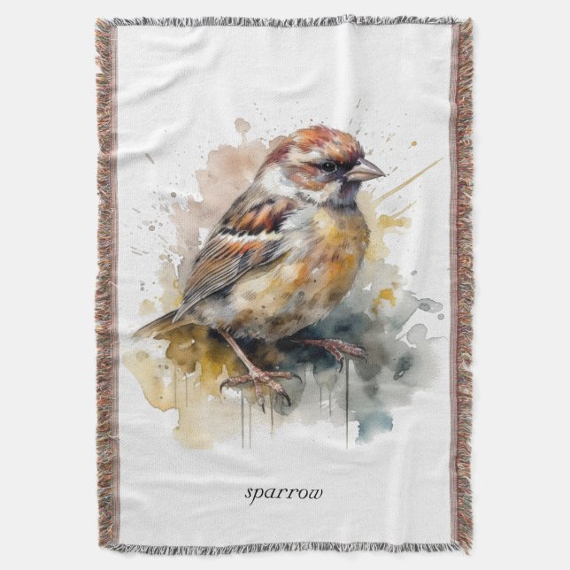 Rustikaler Wasserfarben-Spatz, individuell  Decke (Vorderseite Vertikal)