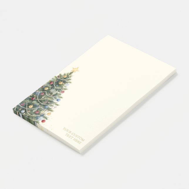 Rustikaler Wasserfarben-Weihnachtsbaum Weihnachtsf Post-it Klebezettel (angewinkelt)