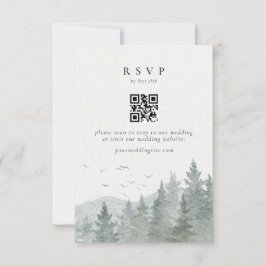 Rustikaler Wasserfarbenbaum Hochzeit QR-Code RSVP Karte