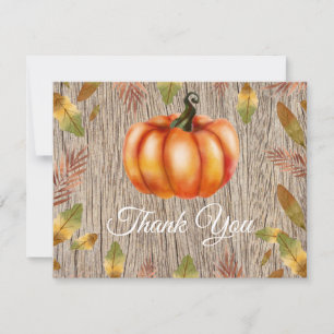 Rustikaler Wasserfarbenfall Pumpkin Orange Dankeskarte