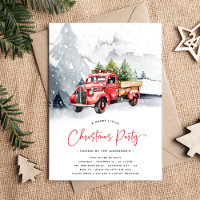 Rustikaler Wasserfarbenroter LKW Winterweihnachtsf