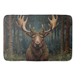 Rustikaler Weihnachts-Elch-Hirsch-Boho-Wald Badematte