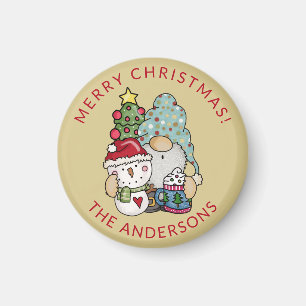 Rustikaler Weihnachts-Gnom Schneemann Weihnachten Magnet