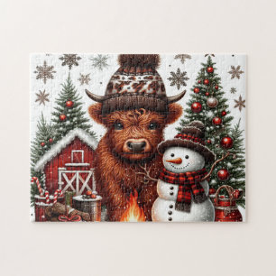 Rustikaler Weihnachts-Hochlandkuh