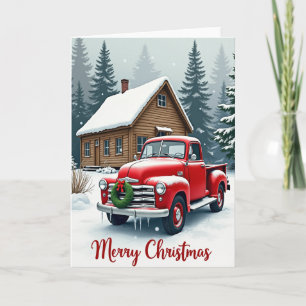 Rustikaler Weihnachts-LKW in Rot Karte