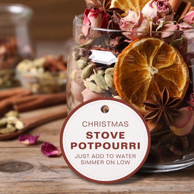 Rustikaler Weihnachts-Ofen-Potpourri Geschenkanhänger (Rustic Christmas Stove Potpourri Favor Tags)